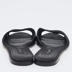 Dolce & Gabbana Black Lace and Mesh Flat Slides Size 36.5