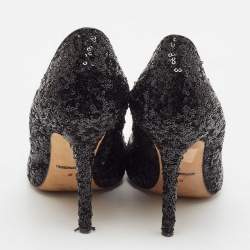 Dolce & Gabbana Black Sequins Crystal Embellished Bellucci Pumps Size 38