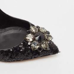 Dolce & Gabbana Black Sequins Crystal Embellished Bellucci Pumps Size 38