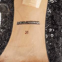 Dolce & Gabbana Black Sequins Crystal Embellished Bellucci Pumps Size 38