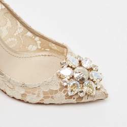 Pre Owned Dolce & Gabbana White Lace and Mesh Bellucci Pumps Size 36