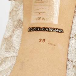 Pre Owned Dolce & Gabbana White Lace and Mesh Bellucci Pumps Size 36