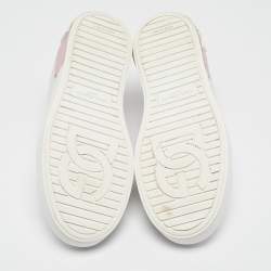 Pre Owned Dolce & Gabbana White/Pink  Leather Portofino Low Top Sneakers Size 38