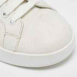 Pre Owned Dolce & Gabbana White/Pink  Leather Portofino Low Top Sneakers Size 38