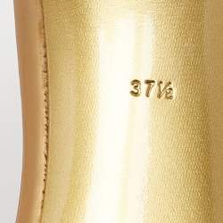 Pre Owned Dolce & Gabbana Gold Mirror Leather Ankle Strap Sandals Size 37.5