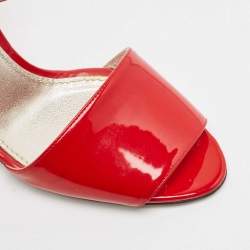 Dolce & Gabbana Red Patent Leather Block Heel Ankle Strap Sandals Size 39
