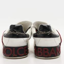 Pre Owned Dolce & Gabbana White Leather Portofino Heart Low Top Sneakers Size 39