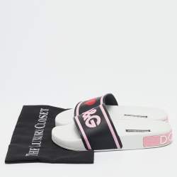 Dolce & Gabbana Black/Pink Rubber I Love Flat Slides Size 35