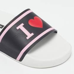 Dolce & Gabbana Black/Pink Rubber I Love Flat Slides Size 35