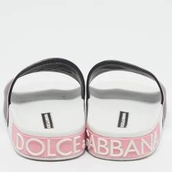 Dolce & Gabbana Black/Pink Rubber I Love Flat Slides Size 35
