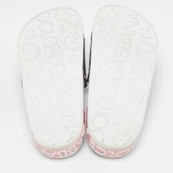 Dolce & Gabbana Black/Pink Rubber I Love Flat Slides Size 35