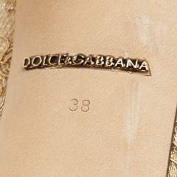 Pre Owned Dolce & Gabbana Gold Lace and Mesh Bellucci Pumps Size 38