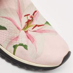 Dolce & Gabbana Pink Floral Fabric Sorrento Slip-On Sneakers Size 40.5