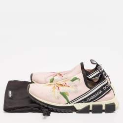 Dolce & Gabbana Pink Floral Fabric Sorrento Slip-On Sneakers Size 40.5