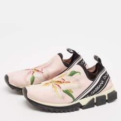 Dolce & Gabbana Pink Floral Fabric Sorrento Slip-On Sneakers Size 40.5