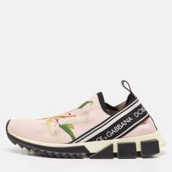 Dolce & Gabbana Pink Floral Fabric Sorrento Slip-On Sneakers Size 40.5