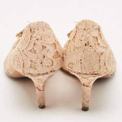 Dolce & Gabbana Beige Lace Bellucci Crystal Embellished Pointed Toe Pumps Size 38