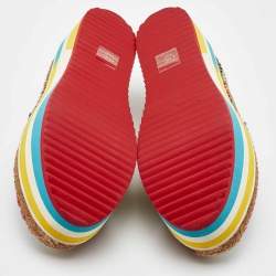 Pre Owned Dolce & Gabbana Multicolor Print Jacquard Platform Espadrilles Size 38