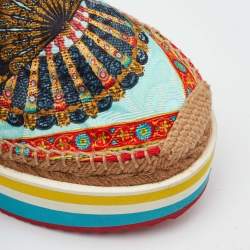 Pre Owned Dolce & Gabbana Multicolor Print Jacquard Platform Espadrilles Size 38