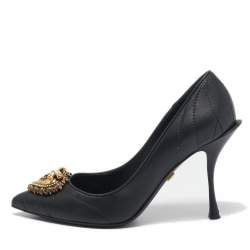 Pre Owned Dolce & Gabbana Black Leather Devotion Pumps Size 37