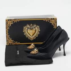 Pre Owned Dolce & Gabbana Black Leather Devotion Pumps Size 37