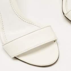 Dolce & Gabbana White Leather Keira Baroque DG Heel Ankle Strap Sandals Size 35