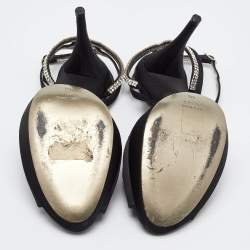 Pre Owned Dolce & Gabbana Black Suede Crystal Embellished Ankle Strap Sandals Size 40