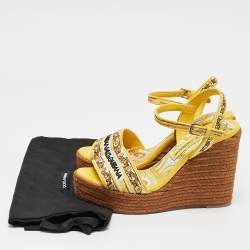 Dolce & Gabbana Multicolor Canvas Wedge  Espadrille Sandals Size 39