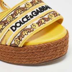 Dolce & Gabbana Multicolor Canvas Wedge  Espadrille Sandals Size 39