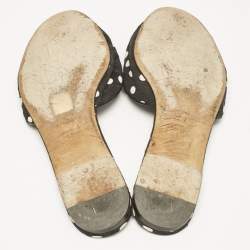 Dolce & Gabbana Black Polka Dot Canvas Bianca Flat Slides Size 38