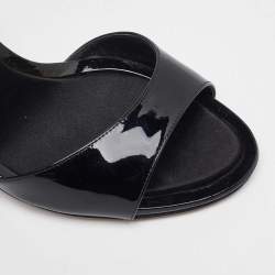 Pre Owned Dolce & Gabbana Black Patent Leather Ankle Strap Sandals Size 39