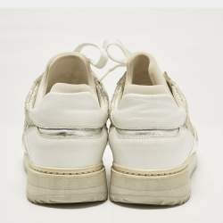 Pre Owned Dolce & Gabbana White Floral Lace and Leather Low Top Sneakers Size 39