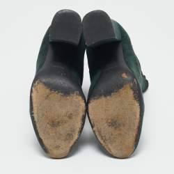 Dolce & Gabbana Green Suede Block Heel Ankle Length Boots Size 38