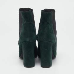 Dolce & Gabbana Green Suede Block Heel Ankle Length Boots Size 38