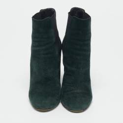 Dolce & Gabbana Green Suede Block Heel Ankle Length Boots Size 38