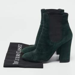 Dolce & Gabbana Green Suede Block Heel Ankle Length Boots Size 38
