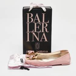 Pre Owned  Dolce & Gabbana Pink Lizard Embossed Leather Tassel Ballet Flats Size 40