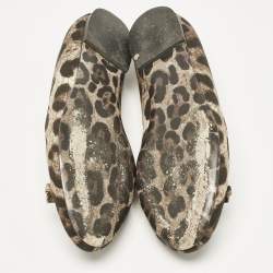 Dolce & Gabbana Brown Animal Print Canvas Bow Detail Ballet Flats Size 39.5