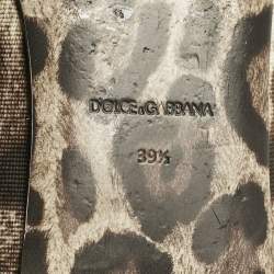 Dolce & Gabbana Brown Animal Print Canvas Bow Detail Ballet Flats Size 39.5