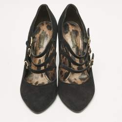 Dolce & Gabbana Black Suede Triple Buckle Mary Jane Pumps Size 39