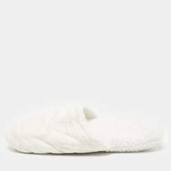 Versace White Fabric Towe Medusa Print Flat Slides Size L