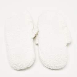 Versace White Fabric Towe Medusa Print Flat Slides Size L