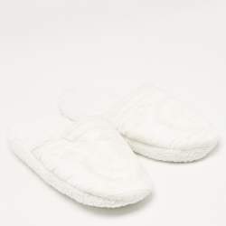 Versace White Fabric Towe Medusa Print Flat Slides Size L