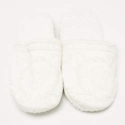 Versace White Fabric Towe Medusa Print Flat Slides Size L