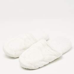 Versace White Fabric Towe Medusa Print Flat Slides Size L