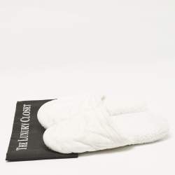 Versace White Fabric Towe Medusa Print Flat Slides Size L