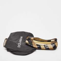 Dolce & Gabbana Black/Gold Sequin Ballet Flats Size 40.5