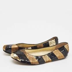 Dolce & Gabbana Black/Gold Sequin Ballet Flats Size 40.5