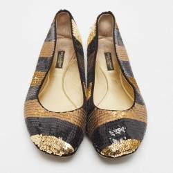 Dolce & Gabbana Black/Gold Sequin Ballet Flats Size 40.5