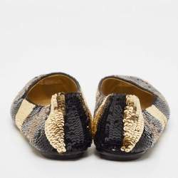 Dolce & Gabbana Black/Gold Sequin Ballet Flats Size 40.5
